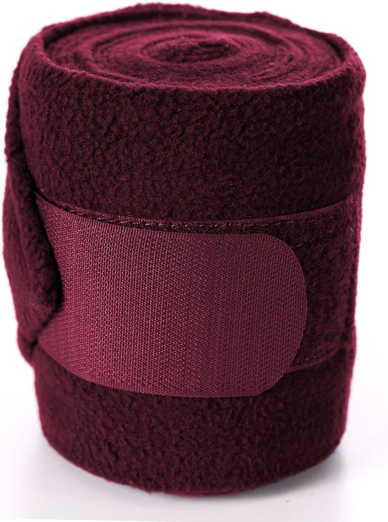 Equinavia Luna 9' Fleece Polo Wraps, Set of 4 Horse Leg Bandages with Storage Bag | Black - One Size - Wine Red - One Size - Image 5